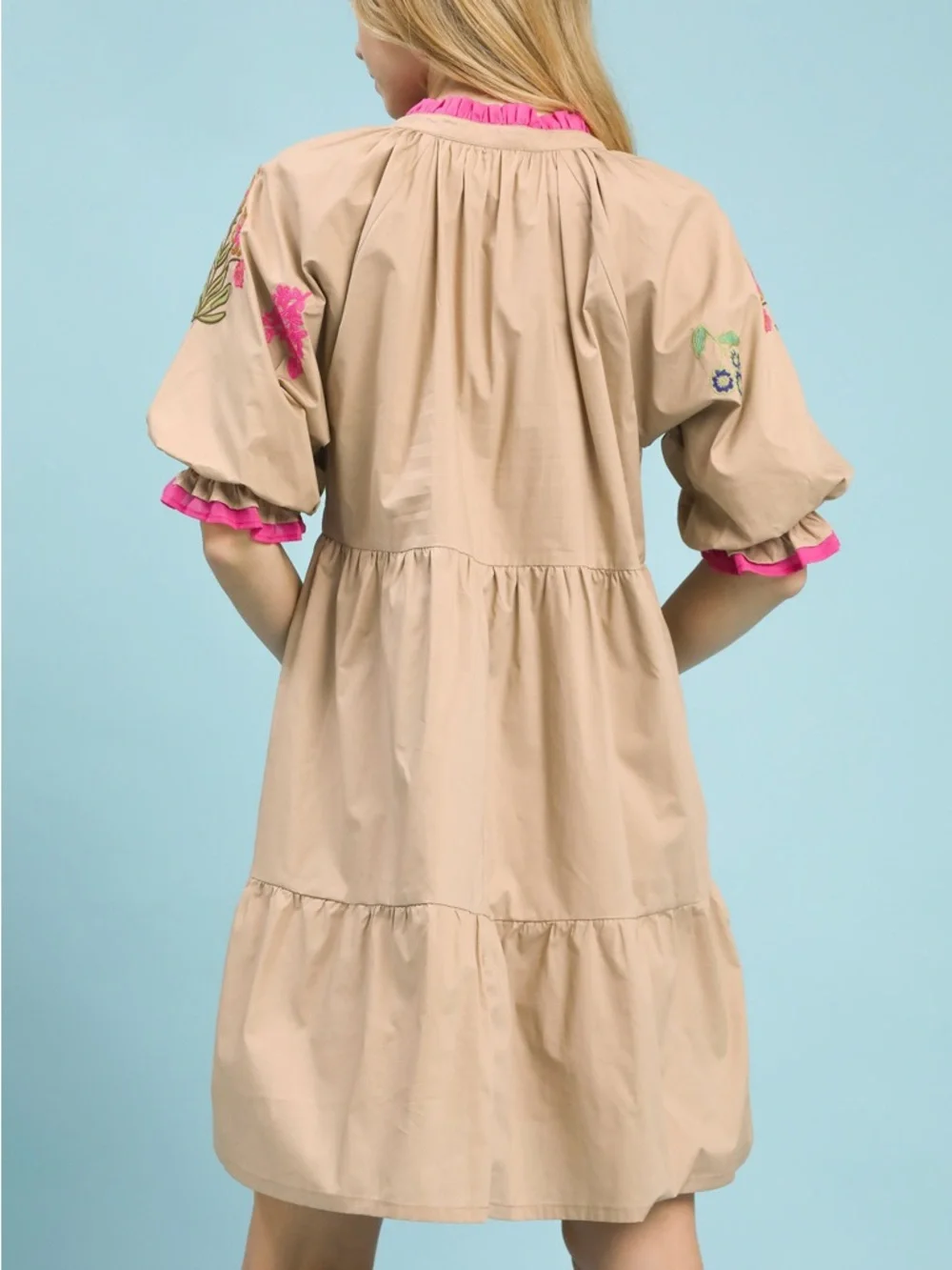 Umgee Embroidered Floral Tiered Dress - Picture 3 of 5